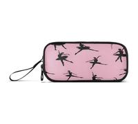 ISAOA Astuccio portapenne di grande capacità con 3 scomparti, astuccio per cancelleria con silhouette nera, ballerina per scuola e ufficio