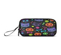 ISAOA Astuccio portapenne di grande capacità, con 3 scomparti, astuccio per cancelleria, osso di zucca, teschio, gatto, per scuola e ufficio