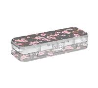 ISAOA Astuccio rosa Sakura Blooming Cherry Pencil Box con coperchio a scatto, astuccio trasparente a doppio piano con 4 righelli divisori, organizer per penne per scuola e ufficio