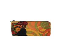 ISAOA Astuccio rotondo con giovane donna nera in turbante africano bellezza borsa portapenne borsa portaoggetti borsa portapenne adatto per bambini, studenti o ufficiali, borsa da viaggio per trucchi,