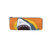 ISAOA Astuccio rotondo con squalo che attacca la bocca, astuccio portapenne adatto per bambini, studenti o ufficiali, borsa per trucchi da viaggio, #01, Misura unica, Adorabile