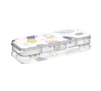 ISAOA Astuccio senza cuciture con motivo razzi, stelle e pianeti, con coperchio a scatto, astuccio trasparente a due piani, con 4 righelli divisori, organizer per penne per scuola e ufficio