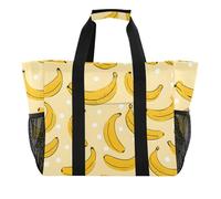 ISAOA Banane gialle con motivo a pois bianchi borse da spiaggia da donna grande borsa da spiaggia impermeabile borsa da viaggio piscina yoga infermiera shopping bag