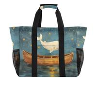 ISAOA Bella balena nel cielo stellato borse da spiaggia per le donne grande borsa impermeabile da spiaggia borsa da viaggio piscina yoga infermiera shopping bag