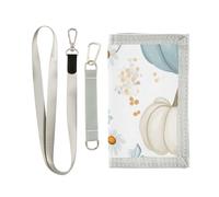 ISAOA Blue Pumpkins and Daisy Portafogli per bambini per ragazzi e ragazze, portafoglio a tre ante con tasca portamonete con cerniera e porta carte, portafoglio novità per regali di compleanno per