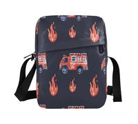 ISAOA Borsa a tracolla a tracolla in tela borsa a tracolla borsa messenger acquerello camion dei pompieri fiamme per uomo donna viaggi all'aperto business