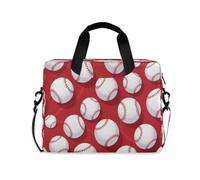 ISAOA Borsa a tracolla compatta per computer portatile, con tracolla imbottita, astronauta, razzo, disco volante, stelle, baseball, esercizio, motivo rosso, tasca per accessori con cerniera