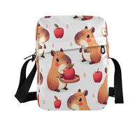 ISAOA Borsa a tracolla in tela borsa a tracolla Capybara Red Apple per uomo donna viaggi all'aperto Business