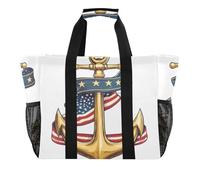 ISAOA Borsa da spiaggia con bandiera americana con ancora dorata da donna, grande, impermeabile, da viaggio, piscina, yoga, infermiera, shopping