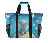 ISAOA Borsa da spiaggia con elefante che legge sotto il cielo stellato, da donna, grande, impermeabile, da spiaggia, viaggi, piscina, yoga, infermiera, shopping