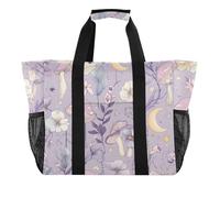 ISAOA Borsa da spiaggia con fiori di fungo viola da donna, grande, impermeabile, da spiaggia, da viaggio, piscina, yoga, infermiera, shopping