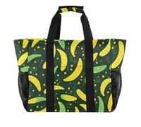 ISAOA Borsa da spiaggia con motivo a banane gialle e verdi da donna, grande, impermeabile, da viaggio, piscina, yoga, infermiera, shopping