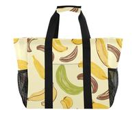 ISAOA Borsa da spiaggia con motivo a banane gialle, verdi e marroni, da donna, grande, impermeabile, da viaggio, piscina, yoga, infermiera, shopping