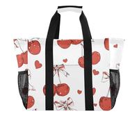 ISAOA Borsa da spiaggia con motivo a fiocchi di ciliegia rossa da donna, grande, impermeabile, da spiaggia, da viaggio, piscina, yoga, infermiera, shopping