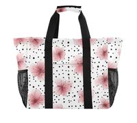ISAOA Borsa da spiaggia con motivo a pois rosa a pois da donna, grande, impermeabile, da spiaggia, viaggi, piscina, yoga, infermiera, shopping