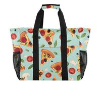 ISAOA Borsa da spiaggia con motivo a pomodoro con pizza e funghi per donna, grande, impermeabile, da spiaggia, da viaggio, piscina, yoga, infermiera, shopping