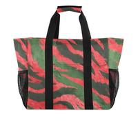 ISAOA Borsa da spiaggia con motivo a strisce di tigre verde e rossa, grande, impermeabile, da viaggio, piscina, yoga, infermiera, shopping