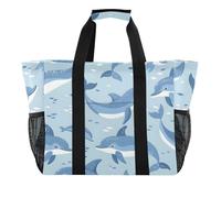 ISAOA Borsa da spiaggia con motivo delfini carini da donna, grande, impermeabile, da spiaggia, da viaggio, piscina, yoga, infermiera, shopping