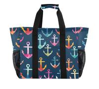 ISAOA Borsa da spiaggia con motivo di ancora colorata per donna, grande, impermeabile, da viaggio, piscina, yoga, infermiera, shopping