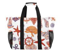 ISAOA Borsa da spiaggia con motivo di ancora con conchiglie colorate per donna, grande, impermeabile, da spiaggia, viaggi, piscina, yoga, infermiera, shopping
