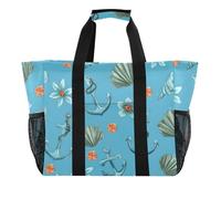 ISAOA Borsa da spiaggia con motivo di ancora e conchiglie da donna, grande, impermeabile, da spiaggia, da viaggio, piscina, yoga, infermiera, shopping