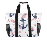 ISAOA Borsa da spiaggia con motivo di ancora floreale da donna, grande, impermeabile, da viaggio, piscina, yoga, infermiera, shopping