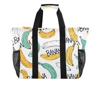 ISAOA Borsa da spiaggia con motivo di banane bianche, verdi, gialle, da donna, grande, impermeabile, da spiaggia, da viaggio, piscina, yoga, infermiera, shopping