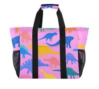 ISAOA Borsa da spiaggia con motivo dinosauri colorati da donna, grande, impermeabile, da spiaggia, da viaggio, piscina, yoga, infermiera, shopping