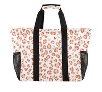 ISAOA Borsa da spiaggia con motivo leopardato rosso chiaro da donna, grande, impermeabile, da spiaggia, da viaggio, piscina, yoga, infermiera, shopping