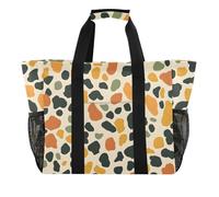 ISAOA Borsa da spiaggia con motivo leopardato verde arancione da donna, grande, impermeabile, da viaggio, piscina, yoga, infermiera, shopping