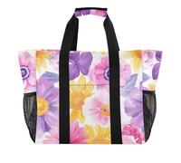 ISAOA Borsa da spiaggia con motivo margherita e peonia, da donna, grande, impermeabile, da viaggio, piscina, yoga, infermiera, shopping