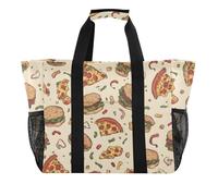 ISAOA Borsa da spiaggia con motivo pizza e hamburger, da donna, grande, impermeabile, da viaggio, piscina, yoga, infermiera, shopping