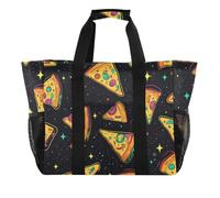 ISAOA Borsa da spiaggia con motivo pizza psichedelica da donna, grande, impermeabile, da spiaggia, da viaggio, piscina, yoga, infermiera, shopping