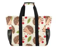 ISAOA Borsa da spiaggia con riccio e ciliegia, da donna, grande, impermeabile, da spiaggia, viaggi, piscina, yoga, infermiera, shopping