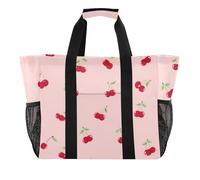 ISAOA Borsa da spiaggia con sfondo rosa ciliegia, da donna, grande, impermeabile, da viaggio, piscina, yoga, infermiera, shopping