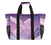 ISAOA Borsa da spiaggia con unicorno rosa e neve, da donna, grande, impermeabile, da viaggio, piscina, yoga, infermiere, shopping