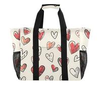 ISAOA Borsa da spiaggia da donna con disegno a mano semplice cuore borsa da spiaggia impermeabile borsa da viaggio piscina yoga infermiera shopping bag