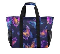 ISAOA Borsa da spiaggia da donna con farfalla al neon, grande, impermeabile, da viaggio, piscina, yoga, infermiera, shopping