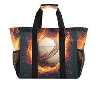 ISAOA Borsa da spiaggia da donna con fiamme da baseball, grande, impermeabile, da viaggio, piscina, yoga, infermiera, shopping