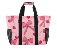 ISAOA Borsa da spiaggia da donna con fiocco di ciliegia, grande, impermeabile, da viaggio, piscina, yoga, infermiera, shopping