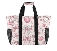 ISAOA Borsa da spiaggia da donna con fiocco rosa ciliegia, grande, impermeabile, da spiaggia, da viaggio, piscina, yoga, infermiera, shopping