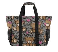 ISAOA Borsa da spiaggia da donna, con motivo leopardato, grande, impermeabile, da spiaggia, da viaggio, piscina, yoga, infermiera, shopping