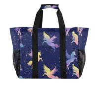 ISAOA Borsa da spiaggia da donna con motivo unicorno colorato, grande, impermeabile, da viaggio, piscina, yoga, infermiera, shopping