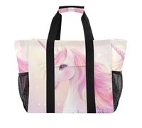 ISAOA Borsa da spiaggia da donna con unicorno, grande, impermeabile, da viaggio, piscina, yoga, infermiera, shopping