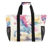 ISAOA Borsa da spiaggia da donna con unicorno, impermeabile, da viaggio, piscina, yoga, infermiera, shopping