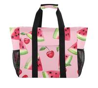 ISAOA Borsa da spiaggia da donna, grande, impermeabile, con anguria e ciliegia, da viaggio, piscina, yoga, infermiera, shopping