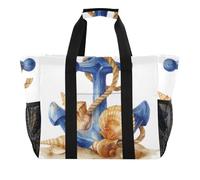 ISAOA Borsa da spiaggia da donna, grande, impermeabile, con conchiglia, con ancora, da viaggio, piscina, yoga, infermiera, shopping