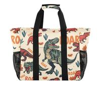 ISAOA Borsa da spiaggia da donna, grande, impermeabile, con dinosauri, stile cartone animato, da viaggio, piscina, yoga, infermiera, shopping