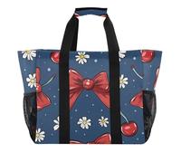 ISAOA Borsa da spiaggia da donna, grande, impermeabile, con fiocco di ciliegia, da viaggio, piscina, yoga, infermiera, shopping