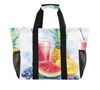 ISAOA Borsa da spiaggia da donna, grande, impermeabile, con succo di ananas, anguria, mirtillo, anguria, arancia, per viaggi, piscina, yoga, infermiere, shopping